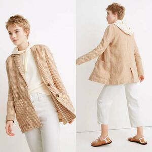 Madewell Linen Dorset Blazer in Gingham Check XL $158